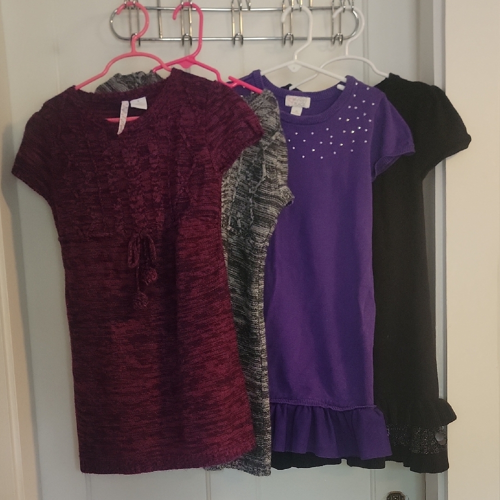 Place Kids Dress Set in Purple, Black, and Gray Sz 7/8